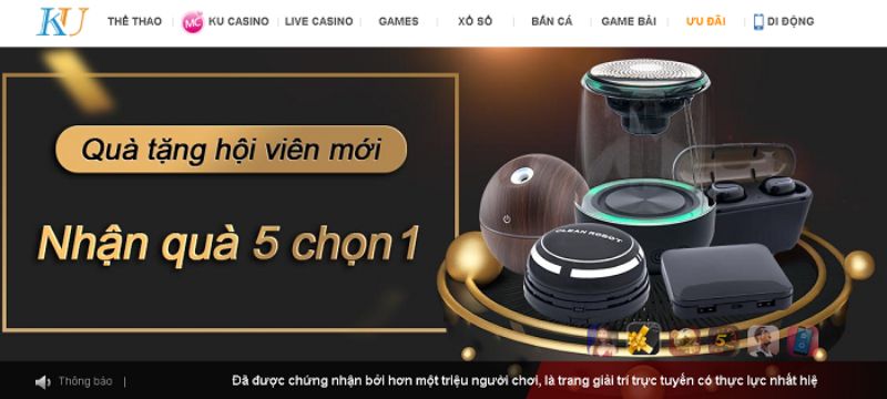 Kubet quà tặng 5 chọn 1