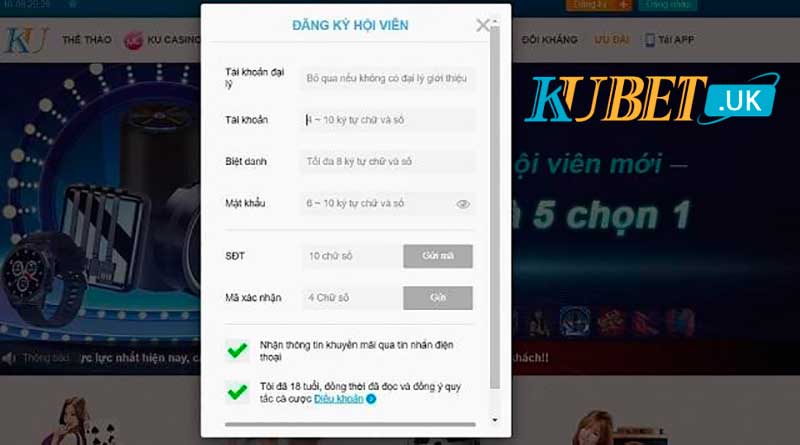 Đăng ký Kubet trên PC